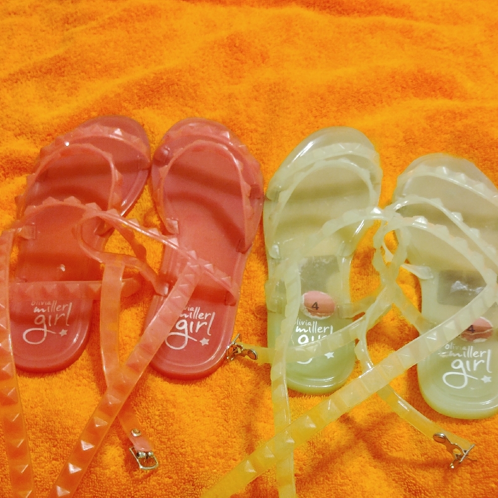 Jelly Sandals - Pink and Lime green. 2 for $6